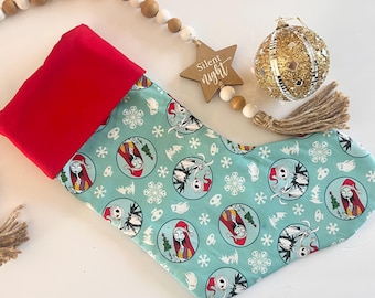 Jack and Sally  Christmas stockings, 100% homemade, personalized with name, reusable stocking , gift ideas, Disney fans , home decor