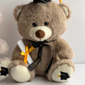 Graduation teddy bear personalized name and year, congrats grad , class of 2024, graduation teddy bear, cap and gown brown bear , grad image 3