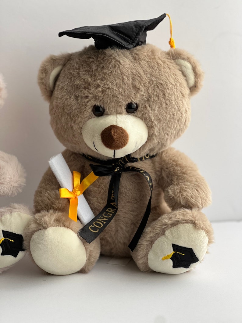 Graduation teddy bear personalized name and year, congrats grad , class of 2024, graduation teddy bear, cap and gown brown bear , grad image 3