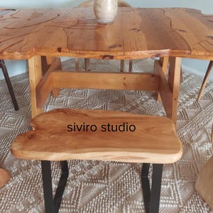 Live Edge Cedar Root Bench, Rustic Side Table with Iron Legs, Natural Wood Furniture