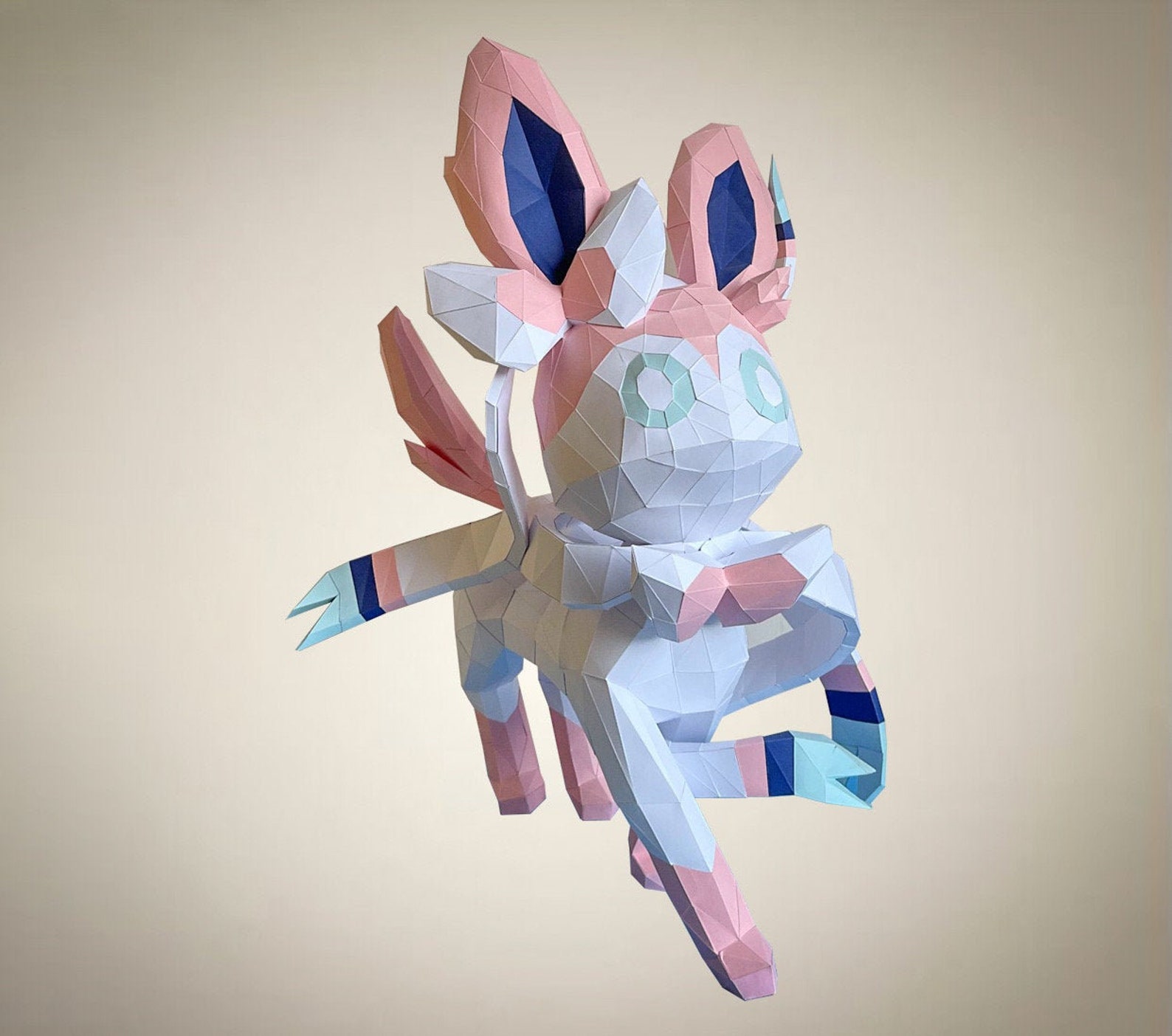 Eeveelution Series: Sylveon Low Poly 3D Papercraft | Etsy