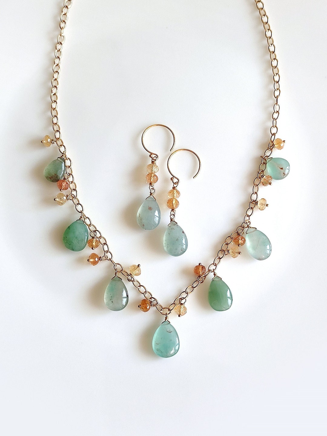 Rare Aquaprase Jewelry Set // Green Gemstone Necklace // - Etsy