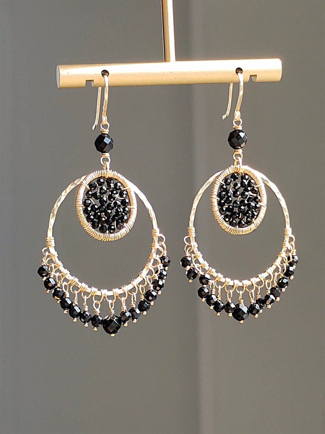 Black Earrings / Sparkle Earrings / Fun Earrings / Circle Earrings