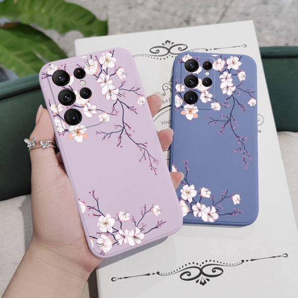 Cute Plum Blossom Phone Case For Samsung Galaxy S23 S22 S21 S20 Ultra Plus FE S10 S9 S10E Note 20 ultra 10 9 Plus Phone Cover