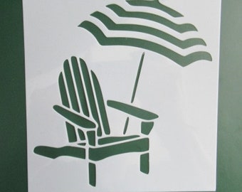 Umbrella and Chair Stencil, Reusable Stencil, DIY Stencil, Home Decor, Craft Stencil, Art Stencil, Wall painting