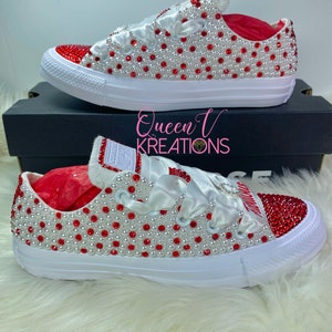 Sofort versandfertig Größe 6| Braut Sneakers-Chucks und Perlen-Bling Chuck Taylors-Bling Sneakers