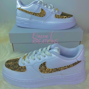 Gold Bling Air Force1 •Custom Bling Nikes•Custom Air Force 1•