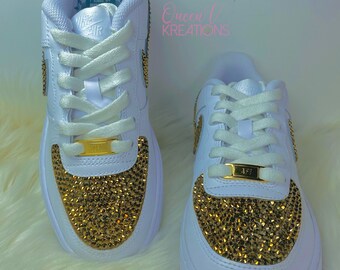 Gold Bling Air Force1 •custom Bling Nikes•custom Air Force 1• - Etsy