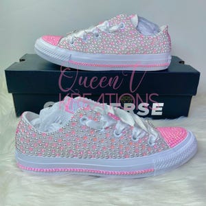Pastel Pink Bling Converse-Wedding Converse-Bridal Sneakers-Chucks and Pearls-Bling Chuck Taylors-Bling Sneakers