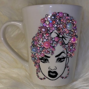 Tiff • MeanMug Beauty Bling Mug•Sassy Diva Mug• African American Woman Bling Mug• Bling Coffee Cup• Custom Drinkware• Personalized Bling Mug