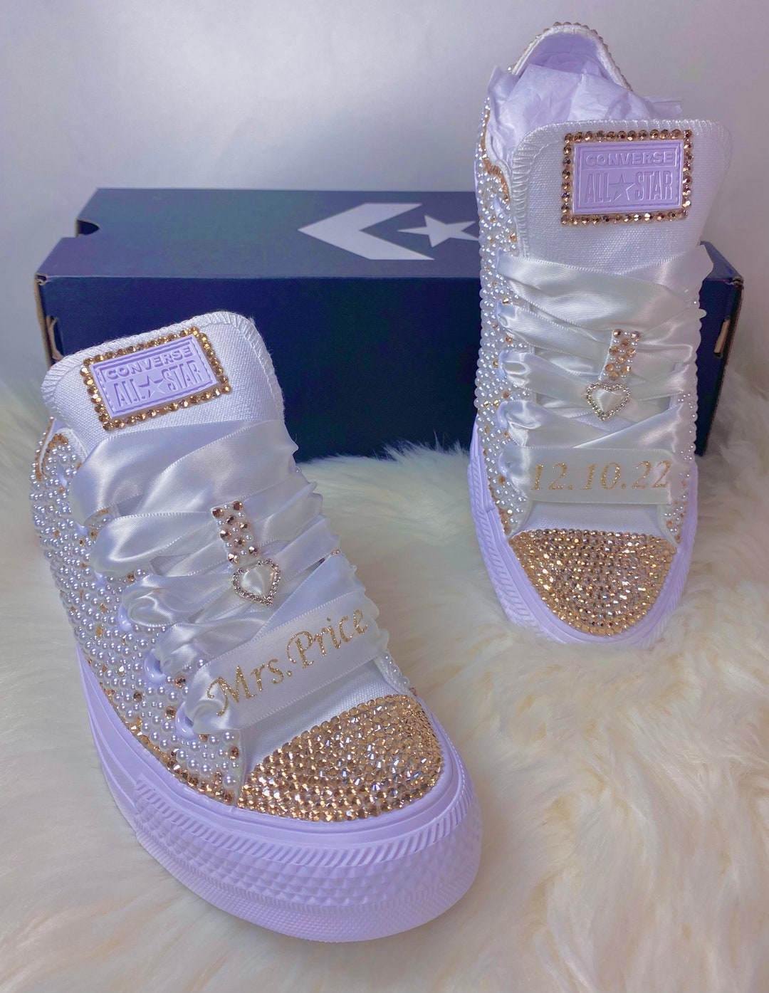 Blinged out white converse new arrivals
