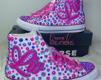 Kids Bling Converse-Birthday Converse-Custom Sneakers-Bling Chuck Taylors-Bling Sneakers-Toddler Shoes