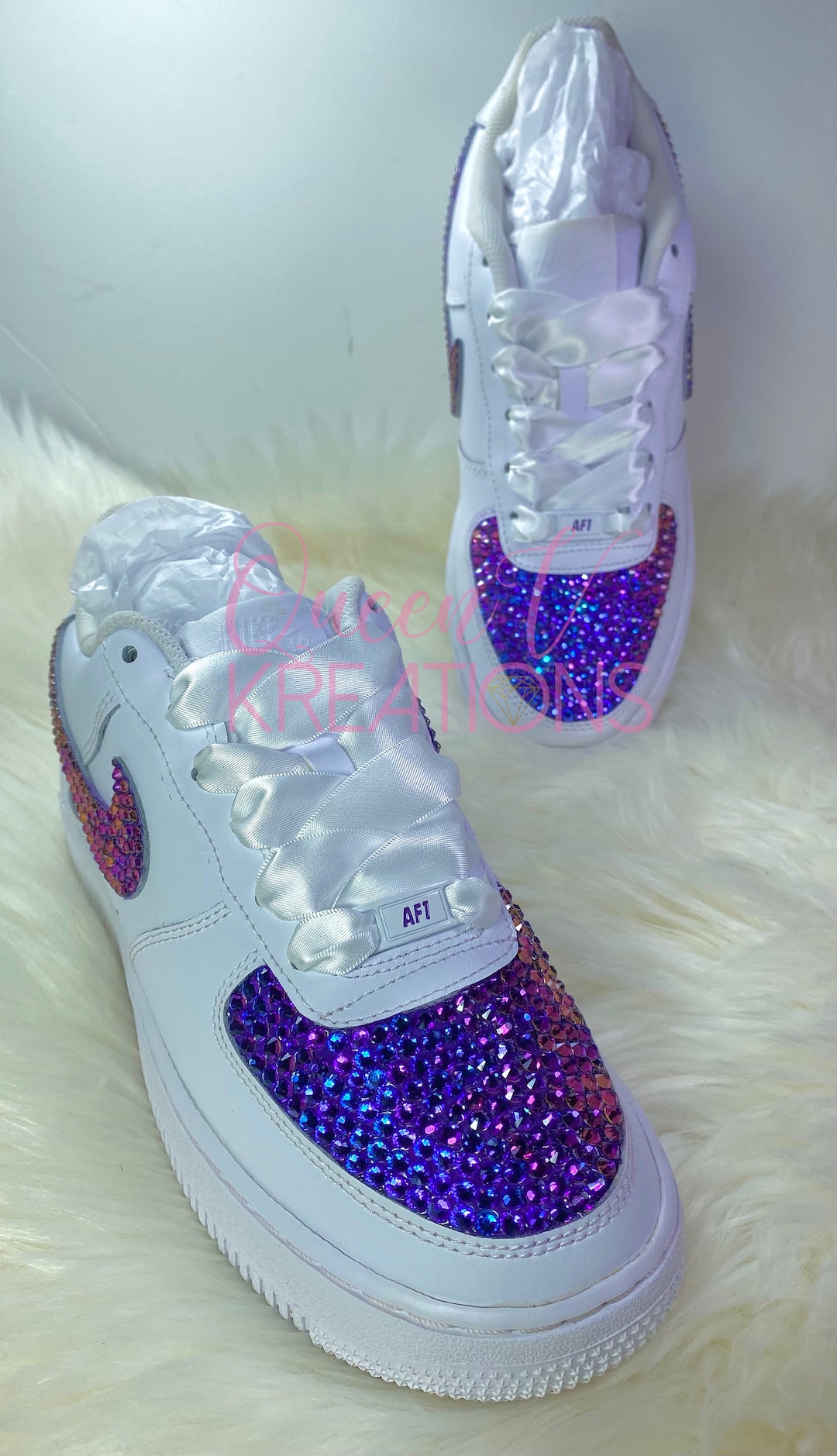 Purple Bling Air Force1 •custom Bling Nikes•custom Air Force 1• - Main Image