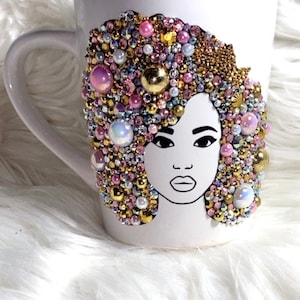 Queen Bling Mug•Sassy Diva Mug• African American Woman Bling Mug