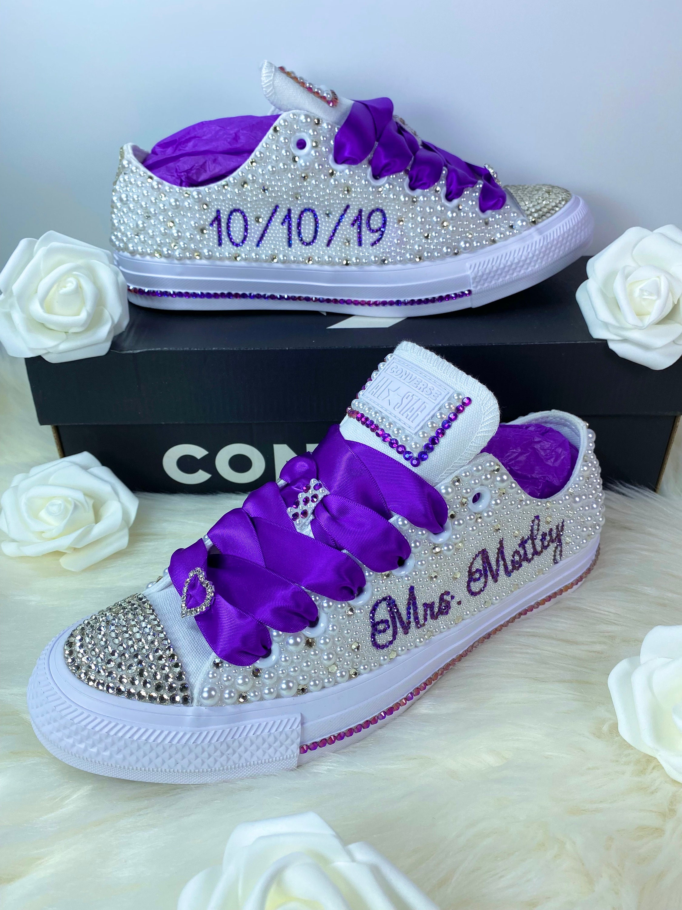 Bling Converse wedding Converse bridal Sneakers chucks and Pearls