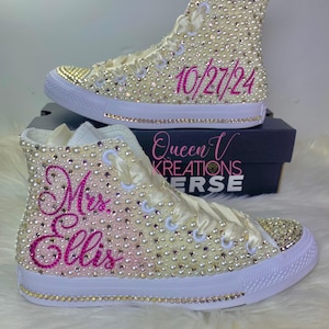 Bling Converse-Wedding Converse-Bridal Sneakers-Chucks and Pearls-Bling Chuck Taylors-Bling Sneakers