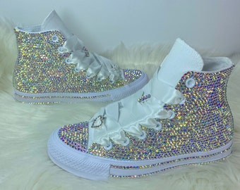 Hightop Bling Converse-Wedding Converse-Bridal Sneakers-Chucks and  Pearls-Bling Chuck Taylors-Bling Sneakers