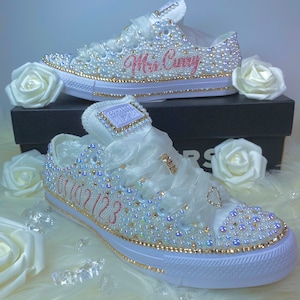 Braut Sneakers-Chucks und Perlen-Bling Chuck Taylors-Bling Sneakers