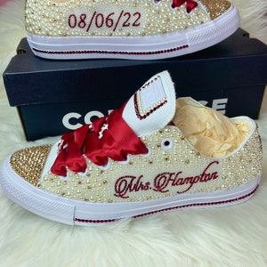 Braut Sneakers-Chucks und Perlen-Bling Chuck Taylors-Bling Sneakers