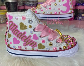 Kids Bling Converse-Birthday Converse-Custom Sneakers-Bling Chuck Taylors-Bling Sneakers-Toddler Shoes