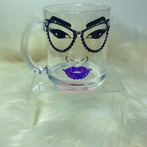 Diva Face With Glasses Bling Mug•Sassy Diva Mug•African American Woman Bling Mug• Bling Coffee