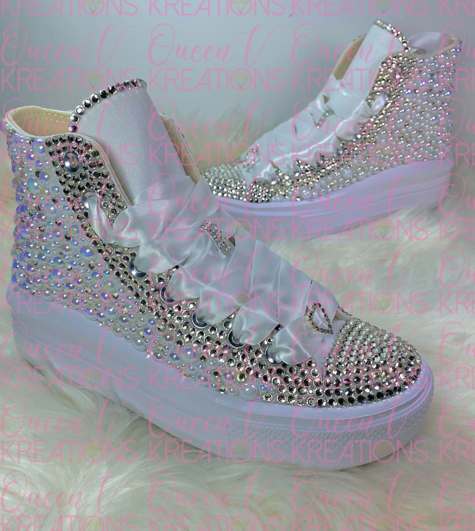 Hightop Platform Bling Converse-wedding Converse-bridal Sneakers-chucks Hightop Platform Bling Converse-wedding Converse-bridal Sneakers-chucks