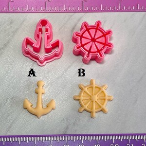 Anchor Ship Wheel Cutter Beach Summer Ocean Cookie or Fondant & Polymer Clay, Jewelry Mini Stud Earring Making   #599