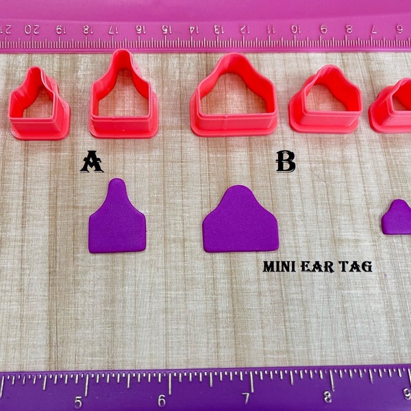 Ear Tag or Mini Ear Tag Cutters for Cookie Fondant Cutter or Polymer Clay, Jewelry Earrings Making   #329