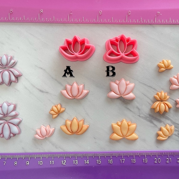 Egyptian Lotus Flower Embossing Cutter Cookie or Fondant & Polymer Clay, Jewelry Earring Making #681