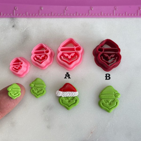 Grinch Cutter Christmas for Cookie Fondant Polymer Clay, Jewelry Earrings Making   #766