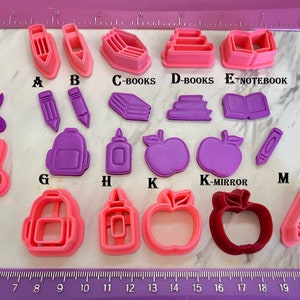 Back to School Cutters Pencil Book Notebook Scissors Backpack Glue Apple Crayon Cookie Fondant & Polymer Clay Jewelry Earring Mini Stud #706