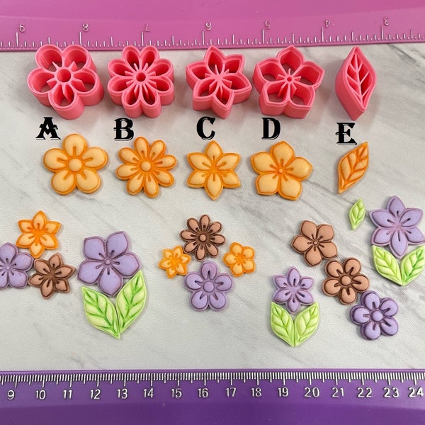 Flowers or Leaf Cutters Embossing for Cookie or Fondant & Polymer Clay, Jewelry Earrings Making  #438