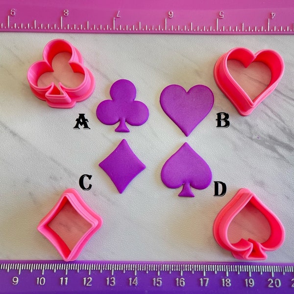 Card Suits Cutters Blackjack Club Heart Diamond Spade for Cookie Fondant Polymer Clay Jewelry Earring Mini Stud   #157