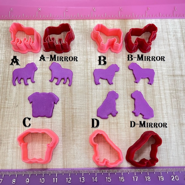 English Bulldog Puppy Dog Animal Cutters for Polymer Clay Jewelry Earring Making Cookie Fondant  #246
