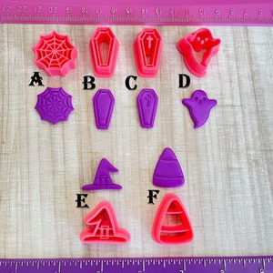 Spiderweb Coffin Ghost Witch Hat Candy Corn Embossing Cutters for Halloween Cookie or Fondant & Polymer Clay, Jewelry Earrings Making  #689