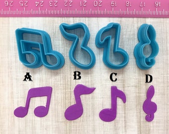 Music Note Cutters, Cookie or Fondant Cutter or Polymer Clay, Jewelry Earrings Making   #495