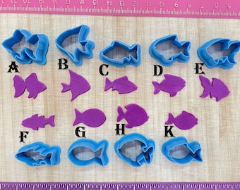 Fish Cutters Tropical Bass Gold for Polymer Clay Jewelry Earring Mini Stud Making Cookie Fondant Cutter   #379
