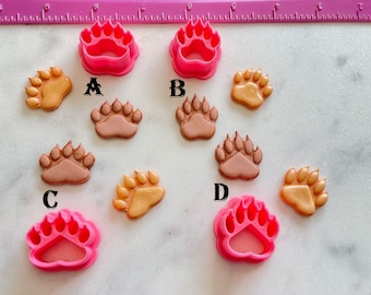 Grizzly Bear Paw Cutters Animal paw Footprint Embossing for Cookie Fondant Polymer Clay Jewelry Earrings Mini Stud Making   #248