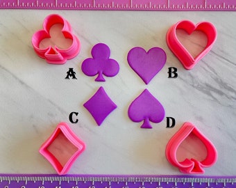 Card Suits Cutters Blackjack Club Heart Diamond Spade for Cookie Fondant Polymer Clay Jewelry Earring Mini Stud   #157