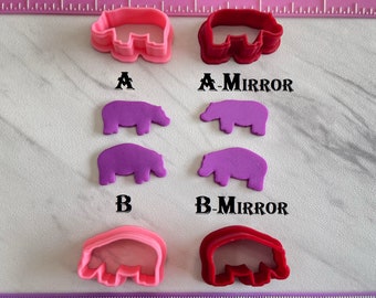 Hippo Cutter for Cookie Fondant or Polymer Clay, Jewelry Stud Earrings Making   #332