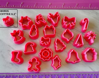 Christmas Cutters Bundle 20Pcs + Micro 0.4in Bonus for Mini Stud Dangling Earrings Polymer Clay, Jewelry Making  #746