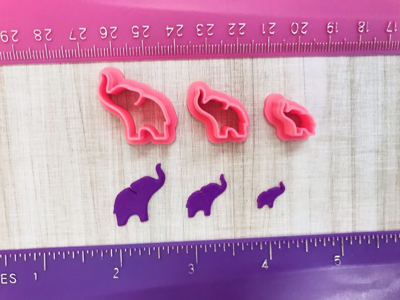 Elephant Cutters for Cookie or Fondant Cutter or Polymer Clay, Jewelry Earrings Making 507 image 2