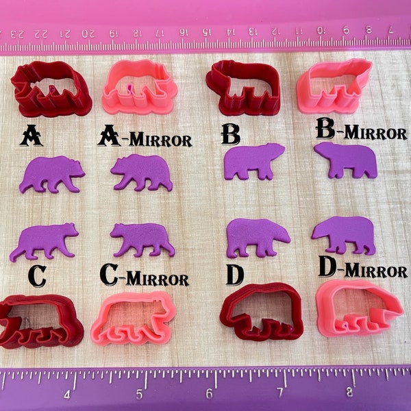 Bear or Grizzly Polar Bear Cutters for Cookie Fondant Cutter or Polymer Clay, Jewelry Earring Making Mini Stud   #358