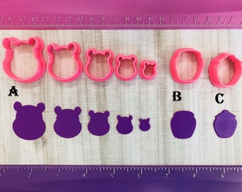 Bear or Honey Jar Cutters for Cookie Fondant & Polymer Clay, Jewelry Earrings Making Mini Stud #610