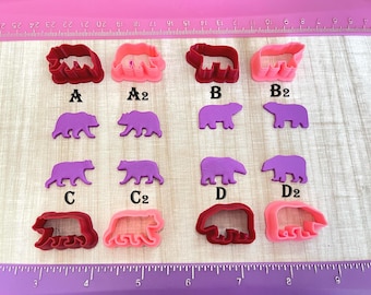 Bear or Grizzly Polar Bear Cutters for Cookie Fondant Cutter or Polymer Clay, Jewelry Earring Making Mini Stud   #358