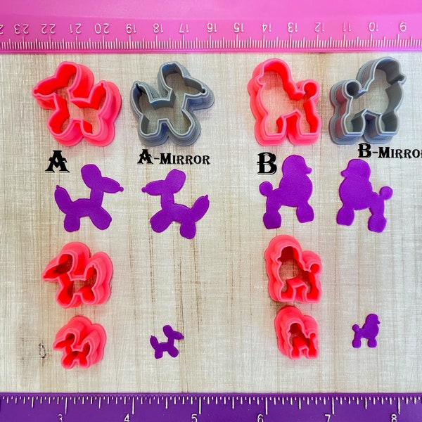 Balloon Puppy Dog or Poodle Animal Cutters for Polymer Clay Jewelry Earring Making Cookie Fondant Mini Stud #325