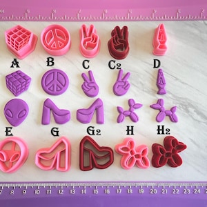 80's 70's Cutters Peace Sign Rubik’s Cube Balloon Dog Alien for Cookie Fondant & Polymer Clay, Jewelry Mini Stud Earrings Making  #171