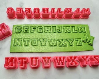 Varsity Letters Cutters Embossing Alphabet for Cookie Fondant and Polymer Clay, Jewelry Earrings Making Mini #489