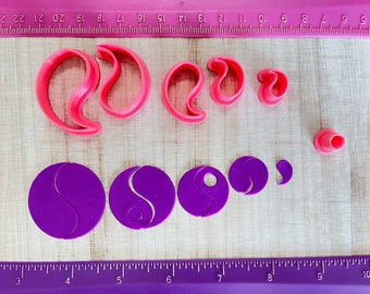 Yin Yang Cutter + 0.25" Circle From 1" and Up for Polymer Clay Jewelry Earring Making Cookie Fondant Cutter    #305