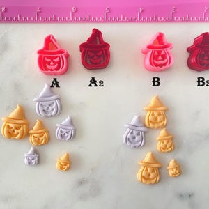 Pumpkin Jack-O-Lantern with Witch Hat Cutter for Halloween Cookie Fondant & Polymer Clay Jewelry Earrings Making  #710
